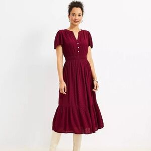 LOFT Burgundy Midi Dress